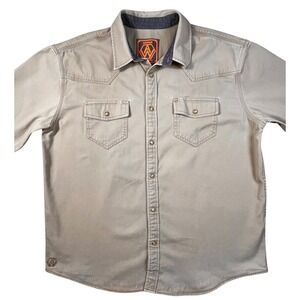 American Worker Heavy Cotton Work Shirt Chore Utility Khaki Men's‎ Large